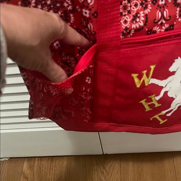 # 0796+ Red Beach Tote Bag W/ WHT Logo Art… - Picture 3 of 10